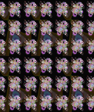 Renkli Bahar Temalı Kusursuz Arkaplan. Çiçek deseni. Düz Çiçek Elementleri Tasarımı. Raster illüstrasyonu. Kusursuz Chichi kumaş deseni..