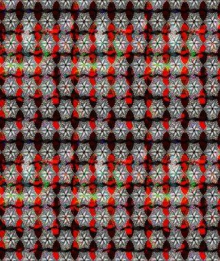 Eski usul. Eskiz geçmişi. Kumaş, tekstil, duvar kağıdı baskısı için. Raster illüstrasyonu. Renkli desenli eskiz deseni, siyah çiçekler ve dekoratif elementlerle.