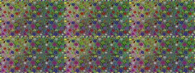 Kusursuz çiçek deseni. Raster illüstrasyonu. Yeşil ve gri renkli Asyalı tekstil.