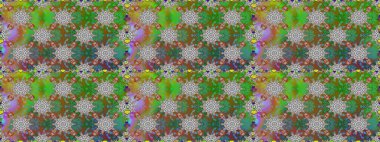 Raster illüstrasyonu. Küçük çiçekteki sevimli çiçek deseni. Yeşil ve gri renkte çiçekler.