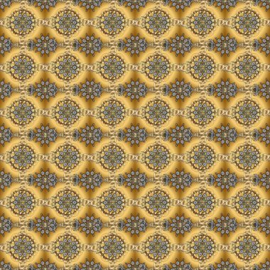 Raster geleneksel sarı ve kahverengi renklerde kusursuz desen. Barok tarzında kusursuz bir doğulu süsü..