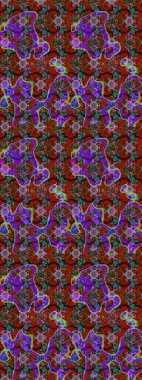 Raster illüstrasyonu. Suluboya çiçekli çiçek deseni. Kahverengi ve kırmızı renklerde Asya tekstili.