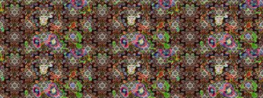 Of doodle elements. Hand drawn Raster illustration. Sketch flower pattern can be used for wallpaper, website background, wrapping paper, invitation, flyer, banner or website.