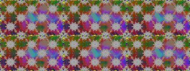 Kusursuz çiçek deseni. Gri ve kahverengi renkli çiçekler. Renkli Bahar Temalı Kusursuz Arkaplan. Düz Çiçek Elementleri Tasarımı. Asya tekstil tarzında. Raster illüstrasyonu.