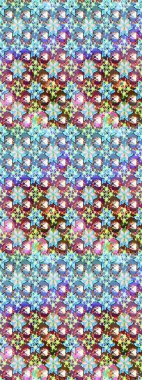 Raster illüstrasyonu. Asya tekstil tarzında. Raster illüstrasyonu. Çiçek desenli çizim. Mavi renkte çiçekler.