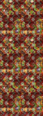 Raster illüstrasyonu. Suluboya çiçekli çiçek deseni. Kahverengi ve kırmızı renkli güzel tekstil.