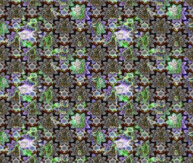 Raster illüstrasyonu. Çiçek desenli çizim. Gri renkli Asya tekstili.