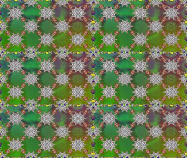 Raster illüstrasyonu. Klasik çiçek tasarımı elementleri. Yeşil ve gri kıvırcık çiçekler yeşil ve gri renklerde.