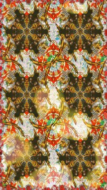 Kahverengi renklerde ve altın elementlerle geleneksel altın sarısı desen. Barok tarzında kusursuz bir doğulu süsü..