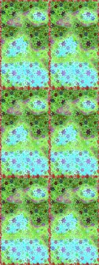 Yeşil ve mavi renkte çiçekler. Elle boyanmış suluboya, kusursuz çiçekler ve bitkiler..