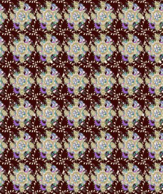 Kahverengi renkte çiçek eskizi. Raster illüstrasyonu. Çiçek deseni. Şatafatlı bahar bahçesi dokusu. Kahverengi renkte çiçekler.