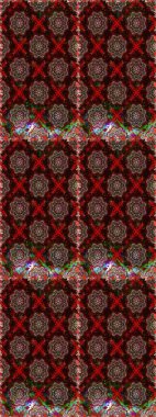 Kahverengi ve kırmızı renklerde. Raster illüstrasyonu. Çiçekli güzel suluboya desen.