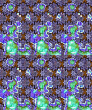 Moda baskıları için zarif bir şablon. Modern çiçek arkaplanı. Parlak renkli çiçekleri ve mor renkli yaprakları olan harika bir çiçek deseni. Halk stili.