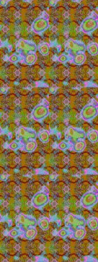 Eskiz modeli etnik tasarım. Yatak çarşafları, ceket, paket tasarımı, kumaş ve moda kavramları için tekstil baskısı. Çiçekleri, deniz kabukları, mandalaları ve suluboya efektleri olan deniz altyapısı.