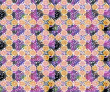 Raster illüstrasyonundaki çiçek desenli çizim. Düz Çiçek Elementleri Tasarımı. Renkli Bahar Teması eskiz kalıbı. Güzel kumaş deseni.