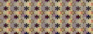 Kusursuz bir mahsul. Renkli Bahar Temalı Kusursuz Arkaplan. Düz Çiçek Elementleri Tasarımı. Raster Şirin kumaş deseni.