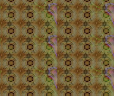 Raster illüstrasyonu. Kahverengi renklerde. Çiçek buketleriyle klasik tarzda eskiz deseni.