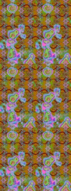 Raster illüstrasyonu. Yeşil, kahverengi ve kırmızı renklerde. Yeşil, kahverengi ve kırmızı papatyalardan oluşan bir desen..