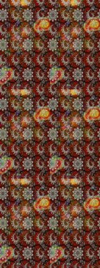 Süslü kumaş deseni. Düz Çiçek Elementleri Tasarımı. Renkli Bahar Teması eskiz kalıbı. Raster illüstrasyonunda çiçek deseni çizimi.