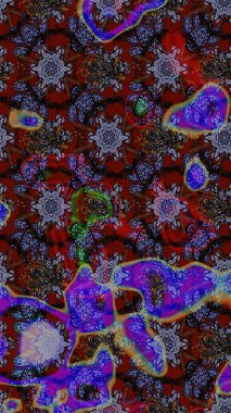 Süslü kumaş deseni. Raster illüstrasyonundaki çiçek desenli çizim. Renkli Bahar Teması eskiz kalıbı. Düz Çiçek Elementleri Tasarımı.