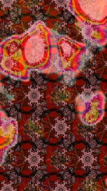 Raster çiçek desenleri çiziyor. Vadinin renkleri.