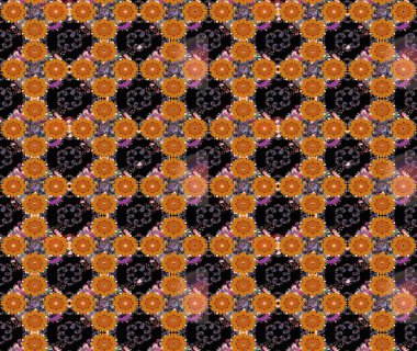 Çiçekli karalama şeklinde Raster çiçek deseni. Turuncu renkli çiçekler. Nazikçe, güzel çiçek arkaplanı..