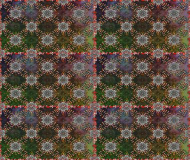 Gri ve kahverengi renkte güzel çiçekler, suluboya çiçek desenleri, duvar kağıdı, kart veya kumaş için fayanslı desenler. Raster..