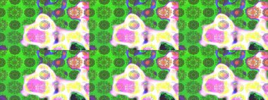 Küçük çiçekteki sevimli çiçek deseni. Raster illüstrasyonu. Yeşil renkte çiçekler.