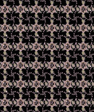 Siyah renkli çiçekler. Kumaş desenli papatya çiçekleri ayrıntıları.