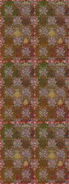 Raster illüstrasyonu. Asya tekstil tarzında. Kusursuz çiçek deseni. Raster illüstrasyonu. Kahverengi ve bej renkli çiçekler.