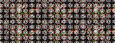 Motley illüstrasyonu. Küçük renkli çiçekler. Siyah çiçekli bahar çiçekleri. Küçük çiçekte güzel bir desen. Moda baskıları için zarif bir şablon.