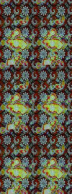 Renkli Bahar Teması eskiz kalıbı. Chichi 'nin kumaş kalıbını çiz. Düz Çiçek Elementleri Tasarımı. Çiçek deseni. Raster illüstrasyonu.