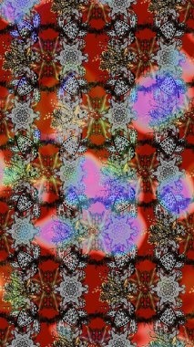 Renkli Bahar Teması eskiz kalıbı. Taslak desenli, modaya uygun kumaş deseni. Düz Çiçek Elementleri Tasarımı. Şirin çiçek elementleri. Raster illüstrasyonu.