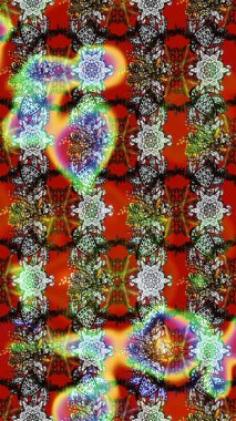 El çizimi çiçekli soyut çizim kalıbı. Raster illüstrasyonu. Gri ve kırmızı renkte çiçekler.