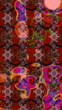 Tatil havası. Bahar mevsimi. Kahverengi ve kırmızı renkte çiçekler. Nazik romantik baskı. Raster güzel bir çiçek deseni çiziyor..