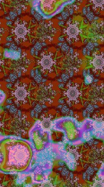 El çizimi çiçek çizimi deseni (fayans). Tekstil için suluboya eskiz deseni. Şirin çiçekli, desenli, rengarenk çizim deseni.