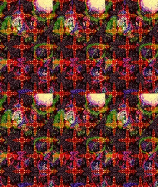 Düz Çiçek Elementleri Tasarımı. Renkli Bahar Teması eskiz kalıbı. Raster Şirin kumaş deseni. Eskiz klasiği.