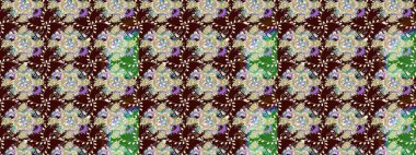 Düz Çiçek Elementleri Tasarımı. Kahverengi renkli çiçekler. Sevimli çiçek raster deseni. Renkli Bahar Teması çizim şablonu.