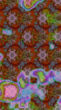 El çizimi çiçek çizimi deseni (fayans). Tekstil için suluboya eskiz deseni. Şirin çiçekli, desenli, rengarenk çizim deseni.