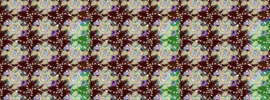 Düz Çiçek Elementleri Tasarımı. Kahverengi renkli çiçekler. Sevimli çiçek raster deseni. Renkli Bahar Teması çizim şablonu.