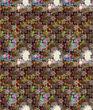 Raster illüstrasyonundaki çiçek desenli çizim. Kahverengi renkte çiçekler.