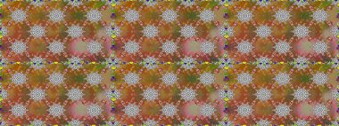 Çiçekli güzel suluboya desen. Raster illüstrasyonu. Kahverengi ve gri renklerde.