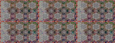 Düz Çiçek Elementleri Tasarımı. Kusursuz desenli, modaya uygun kumaş deseni. Şirin çiçek elementleri. Raster illüstrasyonu. Renkli Bahar Teması Kusursuz Arkaplan.