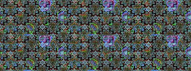 Mavi renkli çiçekler. Renkli Bahar Teması eskiz kalıbı. Raster illüstrasyonundaki çiçek desenli çizim. Düz Çiçek Elementleri Tasarımı.