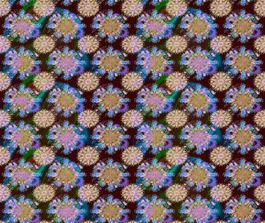 Soyut etnik raster çizim kalıbı. Çiçekler. Vadinin çiçekleri kahverengi renklerde.