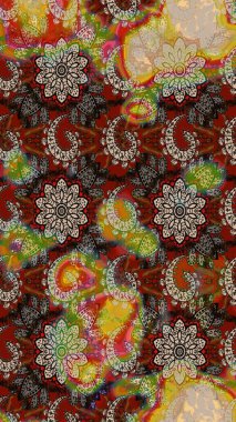 Çiçekli karalama şeklinde Raster çiçek deseni. Kahverengi ve bej renkli çiçekler. Yumuşak, yaz çiçekli arka plan.