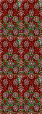 Raster illüstrasyonu. Çiçek arkaplan. Çiçek duvar kâğıdı. Renkli, pürüzsüz desen. Kırmızı ve kahverengi renkli şirin tekstil.