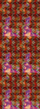 Düz Çiçek Elementleri Tasarımı. Kahverengi, kırmızı ve bej renkli çiçekler. Raster illüstrasyonundaki çiçek desenli çizim. Renkli Bahar Teması çizim şablonu.