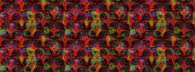 Renkli Bahar Teması eskiz kalıbı. Düz Çiçek Elementleri Tasarımı. Parlak arkaplan eskiz desenli çiçekli fantezi tasarımı.