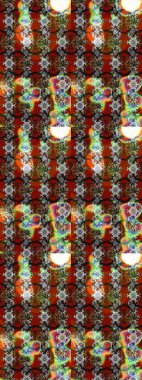 Çiçekli ipek eşarp. 1950-1960 motifleri. Kahverengi ve gri üzerine kahverengi ve gri. El çizimi çiçek unsurları olan soyut çizim raster deseni. Retro tekstil tasarım koleksiyonu.